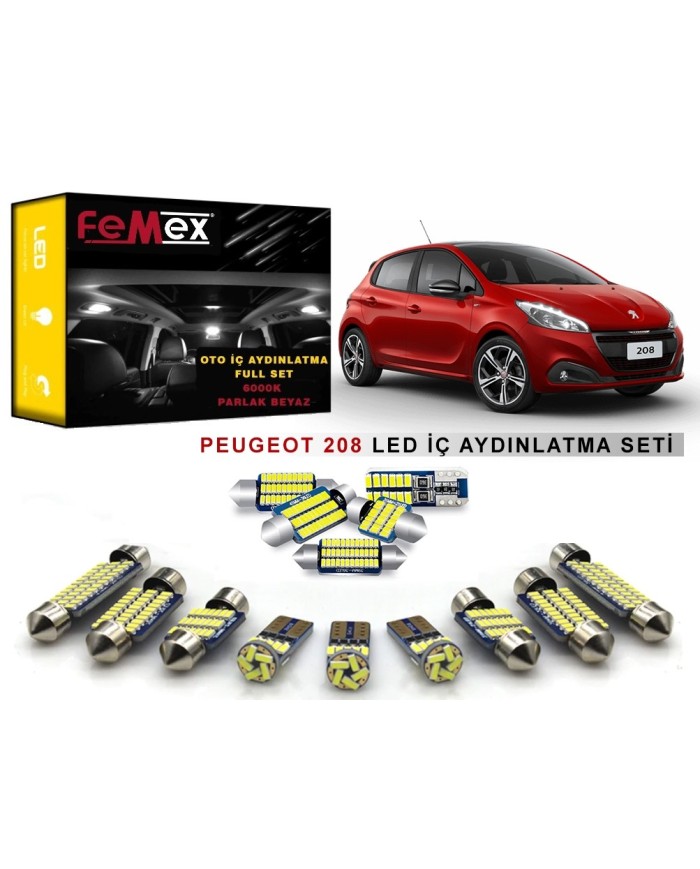 Peugeot 208 LED İç Aydınlatma Ampul Seti FEMEX Parlak Beyaz