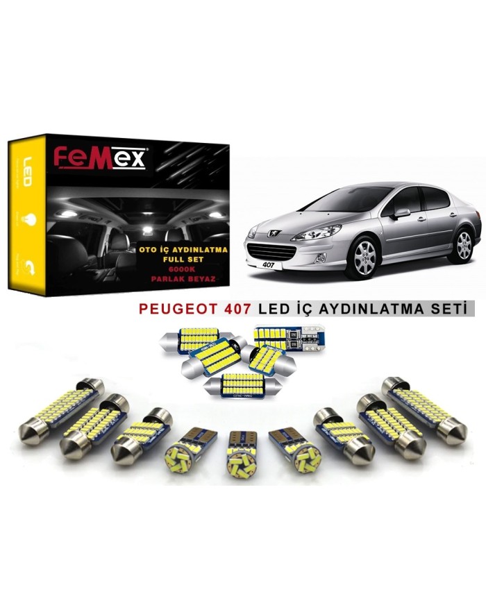 Peugeot 407 LED İç Aydınlatma Ampul Seti FEMEX Parlak Beyaz