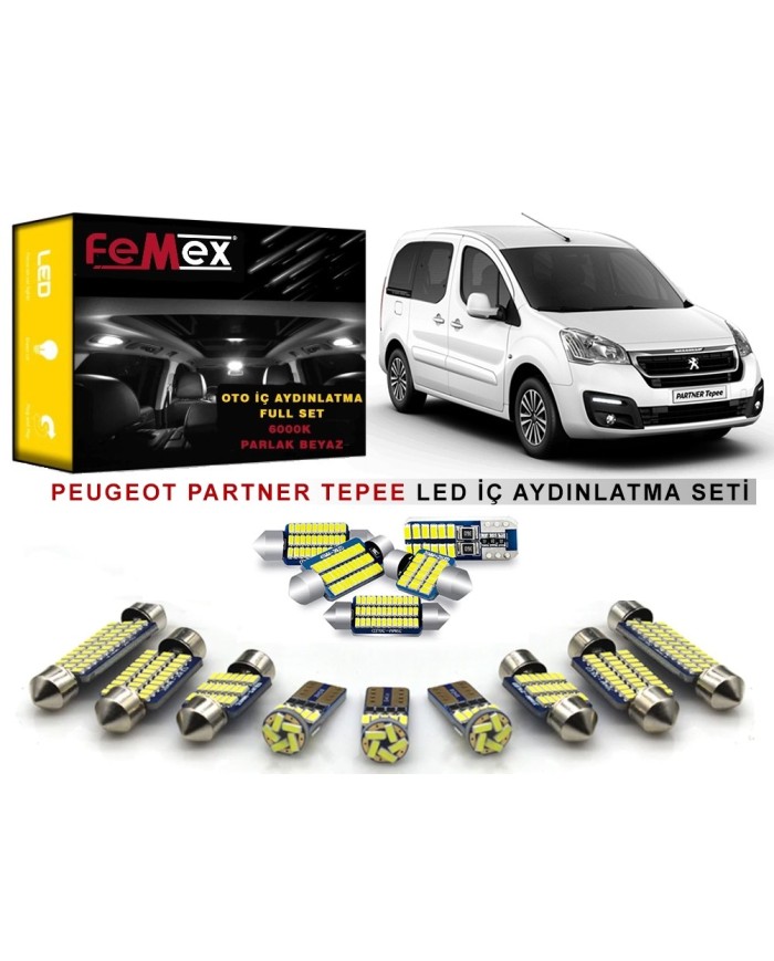 Peugeot Partner Tepee LED İç Aydınlatma Ampul Seti FEMEX Parlak Beyaz