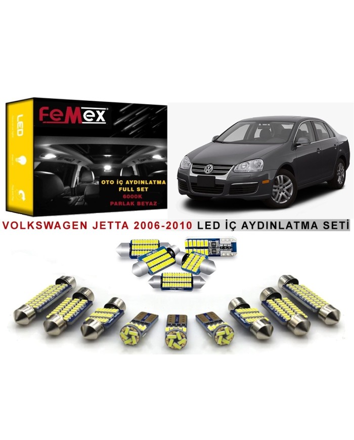 Volkswagen Jetta MK5 2006-2010 LED İç Aydınlatma Ampul Seti FEMEX Parlak Beyaz