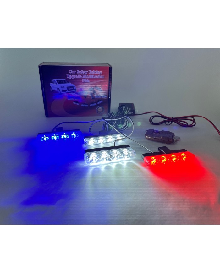 Mavi Kırmızı Panjur Led 4lü Çakarlı Modlu Kumandalı 12v