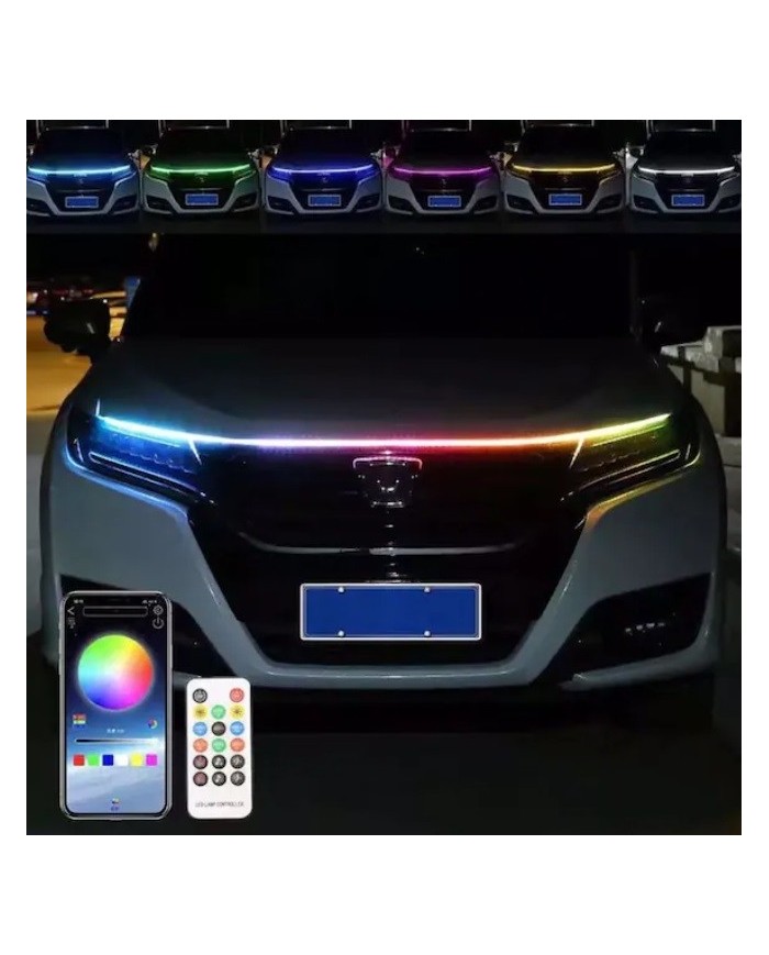 App Kontrollü Kaput Ledi Animasyonlu RGB Kayar Led - Sinyal Modüllü 150cm