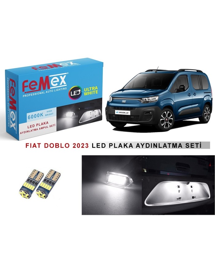 Fiat Doblo D5 2023 Sonrası LED Plaka Aydınlatma Ampul Seti FEMEX Parlak Beyaz