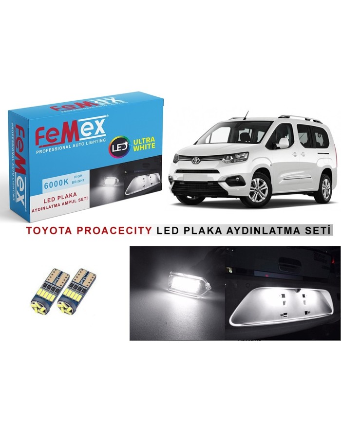 Toyota ProaceCity LED Plaka Aydınlatma Ampul Seti FEMEX Parlak Beyaz