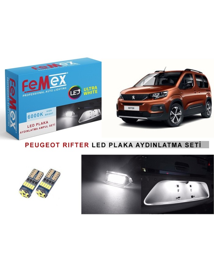 Peugeot Rifter LED Plaka Aydınlatma Ampul Seti FEMEX Parlak Beyaz