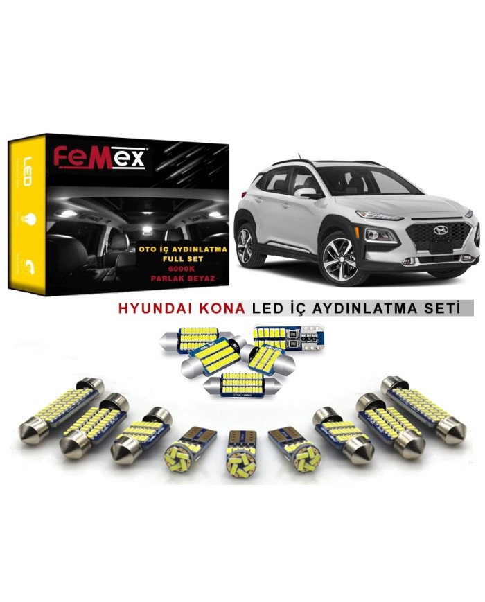 Hyundai Kona LED İç Aydınlatma Ampul Seti FEMEX Parlak Beyaz