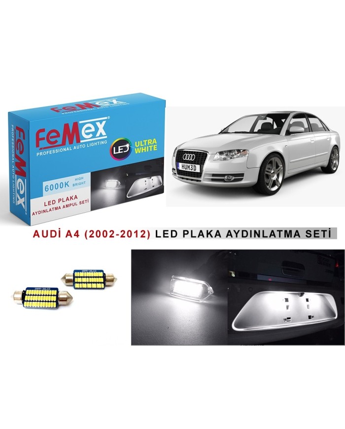 AUDİ A4 (2002-2012) LED PLAKA AYDINLATMA AMPUL SETİ FEMEX PARLAK BEYAZ