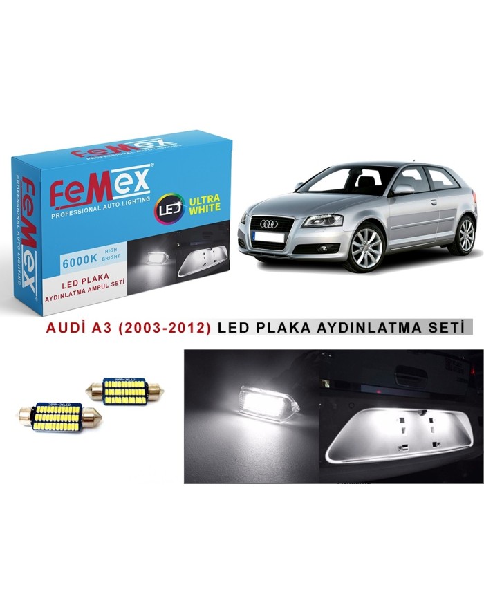 AUDI A3 (2003-2012) LED PLAKA AYDINLATMA AMPUL SETİ FEMEX PARLAK BEYAZ