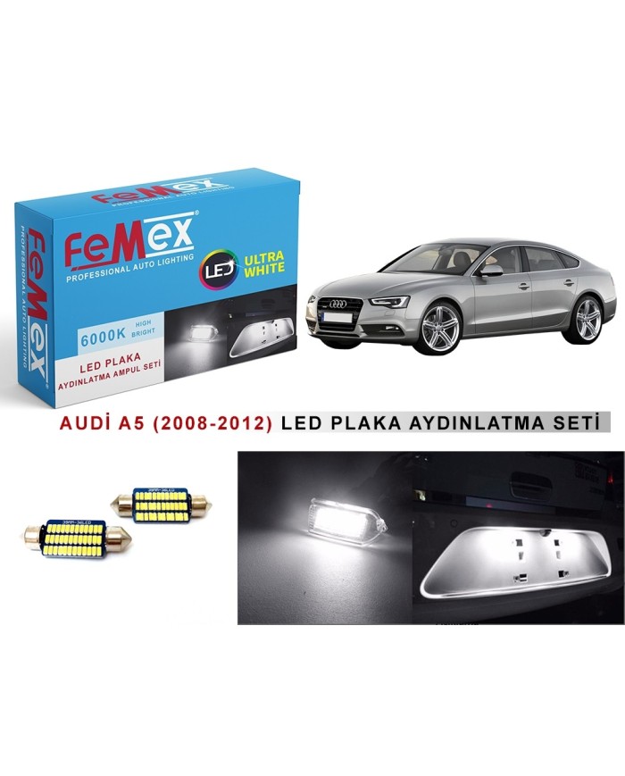 AUDİ A5 (2008-2012) LED PLAKA AYDINLATMA AMPUL SETİ FEMEX PARLAK BEYAZ