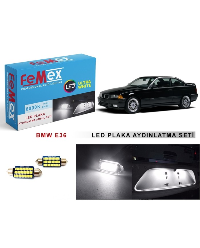 BMW E36 LED PLAKA AYDINLATMA AMPUL SETİ FEMEX PARLAK BEYAZ