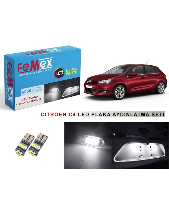 CITROEN C4 LED PLAKA AYDINLATMA AMPUL SETİ FEMEX PARLAK BEYAZ