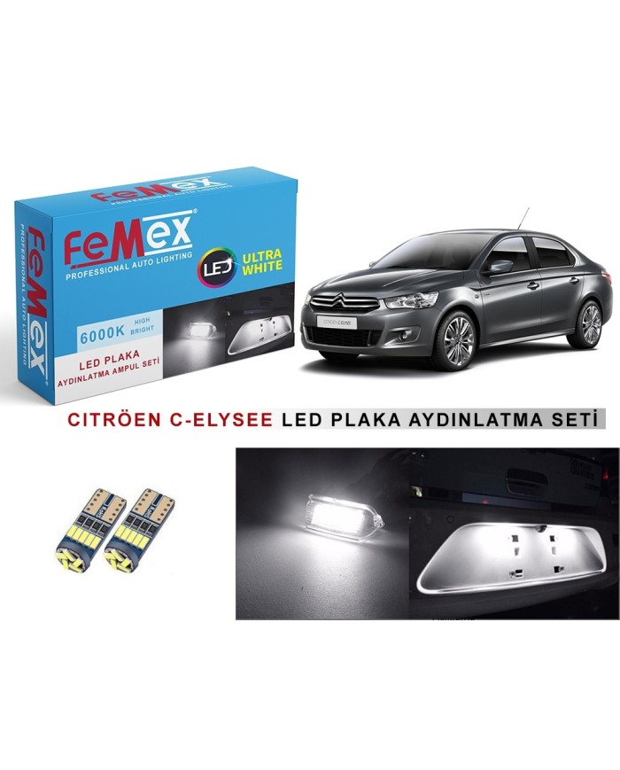 CITROEN C-ELYSEE LED PLAKA AYDINLATMA AMPUL SETİ FEMEX PARLAK BEYAZ