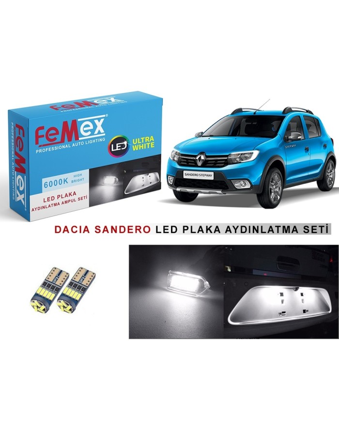 DACIA SANDERO LED PLAKA AYDINLATMA AMPUL SETİ FEMEX PARLAK BEYAZ