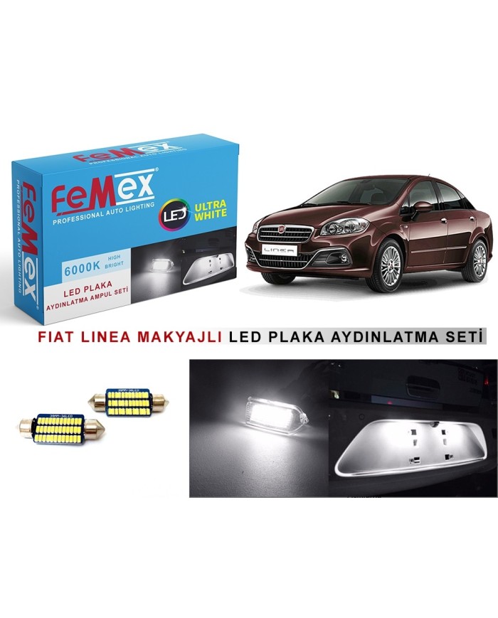 FIAT LINEA MAKYAJLI LED PLAKA AYDINLATMA AMPUL SETİ FEMEX PARLAK BEYAZ
