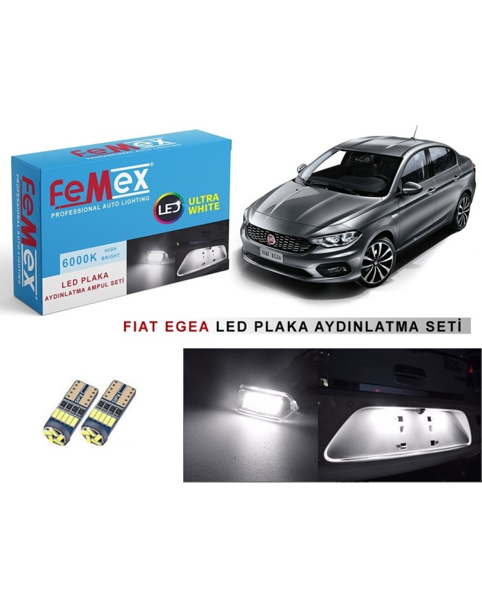 FIAT EGEA LED PLAKA AYDINLATMA AMPUL SETİ FEMEX PARLAK BEYAZ