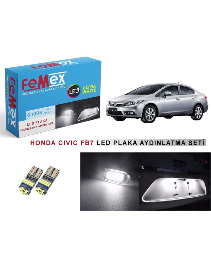 HONDA CIVIC FB7 LED PLAKA AYDINLATMA AMPUL SETİ FEMEX PARLAK BEYAZ
