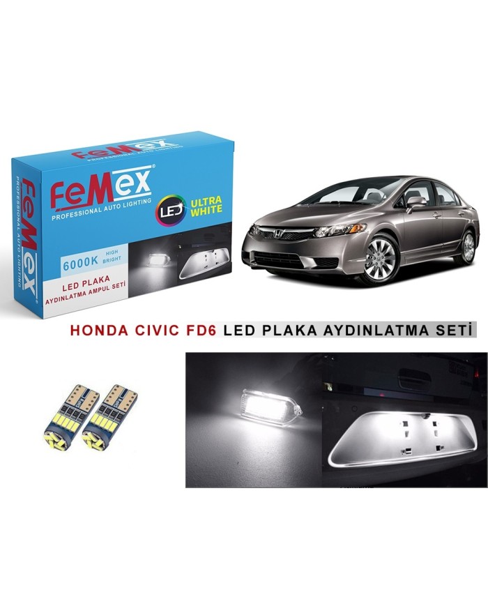 HONDA CIVIC FD6 LED PLAKA AYDINLATMA AMPUL SETİ FEMEX PARLAK BEYAZ
