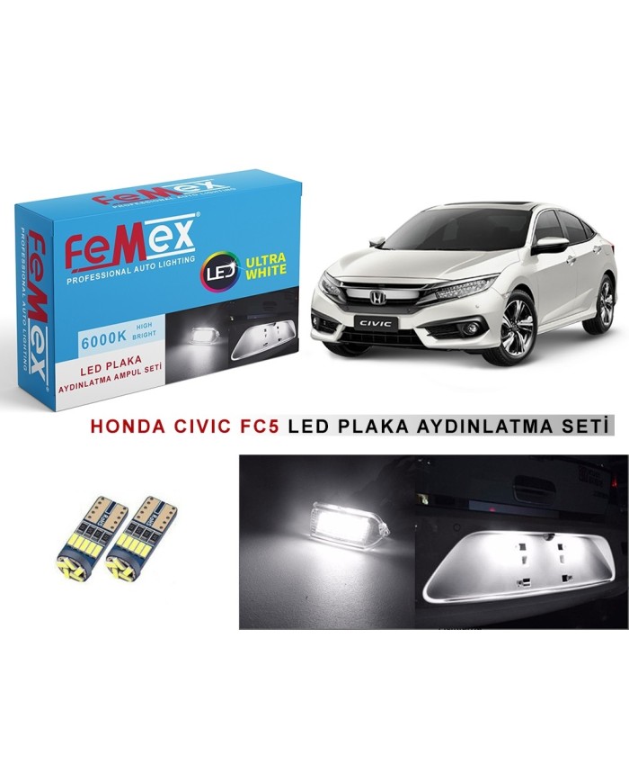 HONDA CIVIC FC5 LED PLAKA AYDINLATMA AMPUL SETİ FEMEX PARLAK BEYAZ
