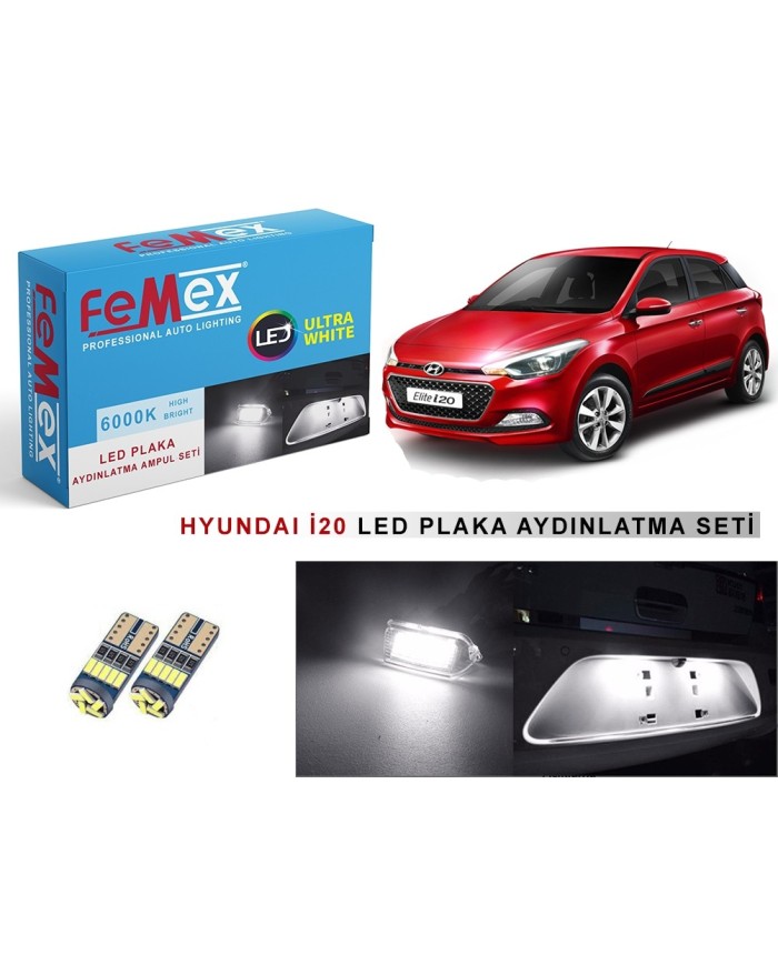 HYUNDAI i20 LED PLAKA AYDINLATMA AMPUL SETİ FEMEX PARLAK BEYAZ