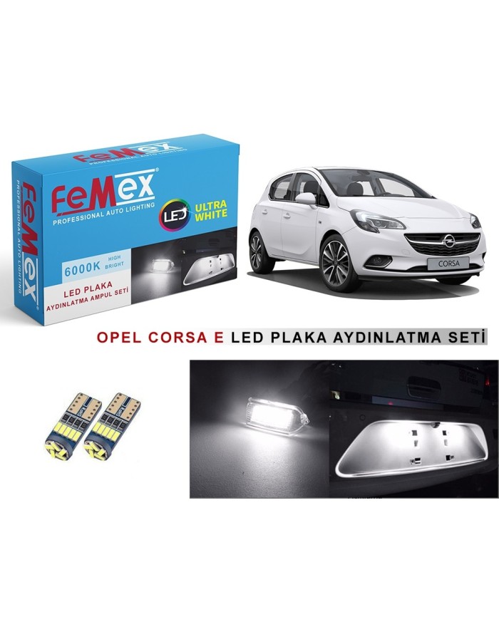 OPEL CORSA E LED PLAKA AYDINLATMA AMPUL SETİ FEMEX PARLAK BEYAZ