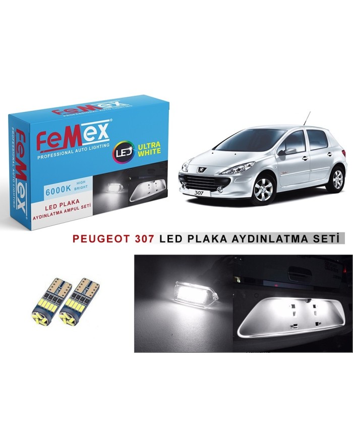 PEUGEOT 307 LED PLAKA AYDINLATMA AMPUL SETİ FEMEX PARLAK BEYAZ