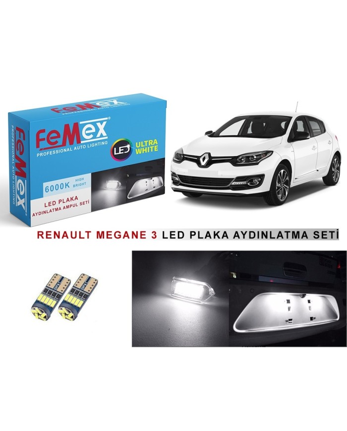 RENAULT MEGANE 3 LED PLAKA AYDINLATMA AMPUL SETİ FEMEX PARLAK BEYAZ