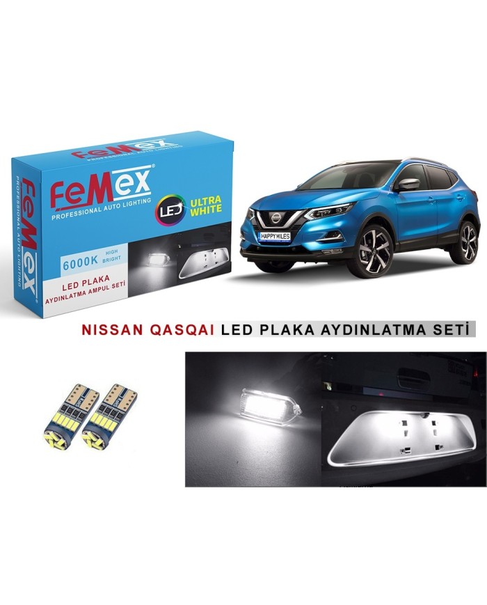 NISSAN QASQAI LED PLAKA AYDINLATMA AMPUL SETİ FEMEX PARLAK BEYAZ