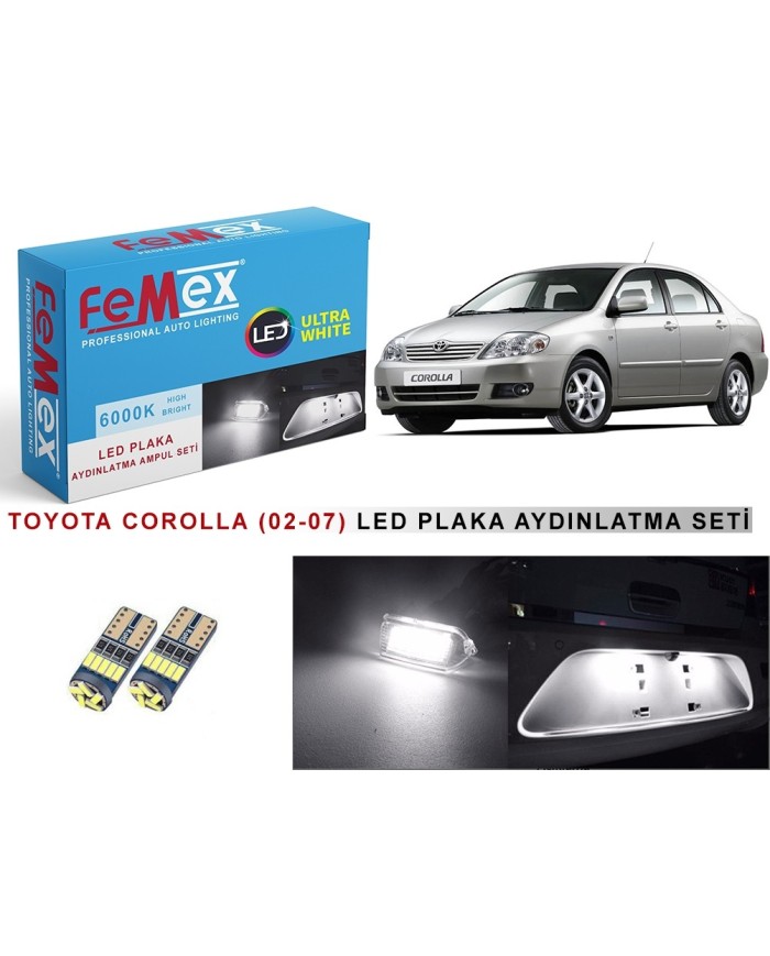 TOYOTA Corolla (2002-2007) LED PLAKA AYDINLATMA AMPUL SETİ FEMEX PARLAK BEYAZ