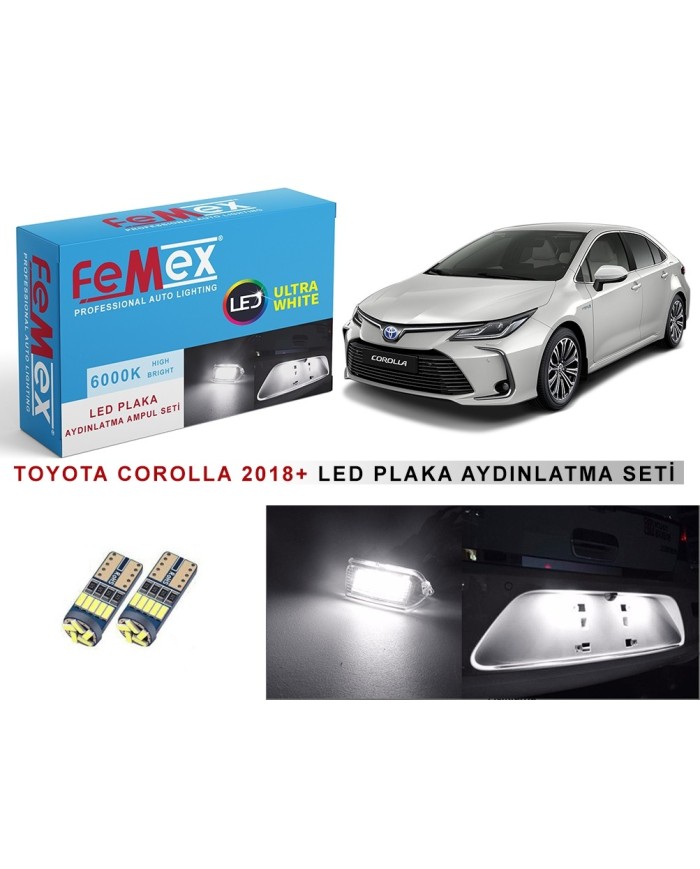 TOYOTA Corolla 2018+ LED PLAKA AYDINLATMA AMPUL SETİ FEMEX PARLAK BEYAZ