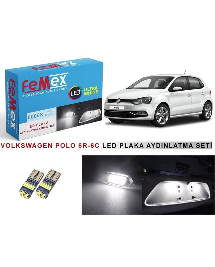VW POLO 6r 6c LED PLAKA AYDINLATMA AMPUL SETİ FEMEX PARLAK BEYAZ