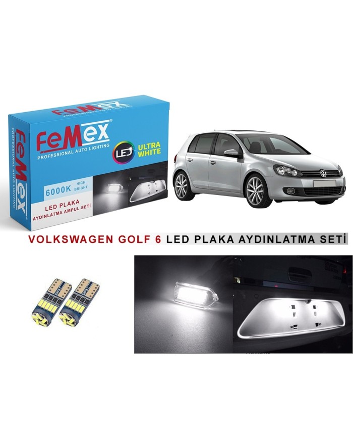 VW GOLF 6 LED PLAKA AYDINLATMA AMPUL SETİ FEMEX PARLAK BEYAZ