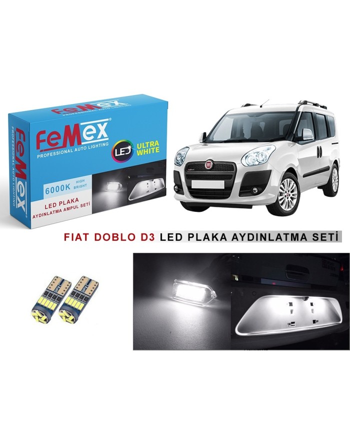 FIAT DOBLO D3 LED PLAKA AYDINLATMA AMPUL SETİ FEMEX PARLAK BEYAZ