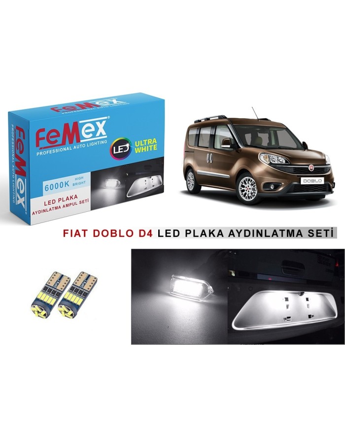 FIAT DOBLO D4 LED PLAKA AYDINLATMA AMPUL SETİ FEMEX PARLAK BEYAZ