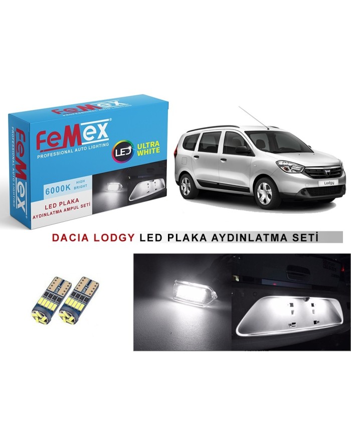 Dacia Lodgy Led Plaka Aydınlatma Ampul Seti Femex Parlak Beyaz