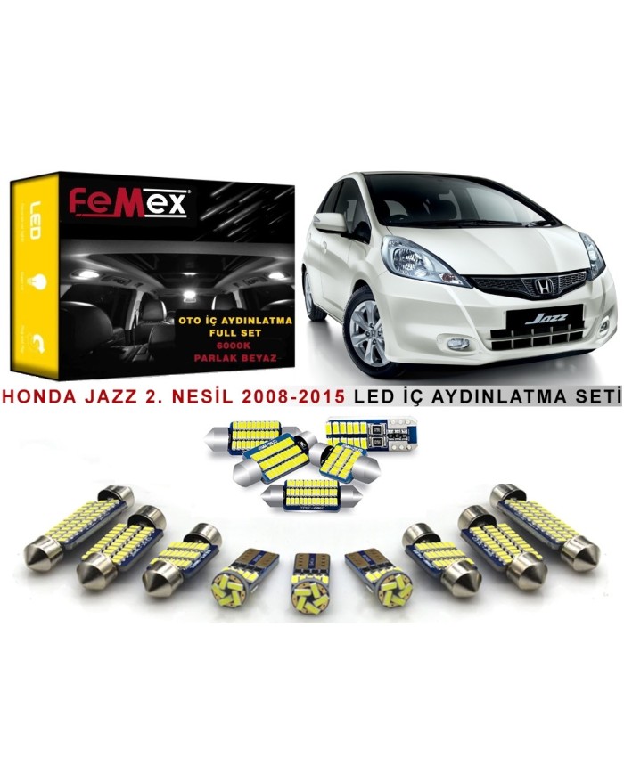 Honda Jazz 2008-2015 2. Nesil LED İç Aydınlatma Ampul Seti FEMEX Parlak Beyaz