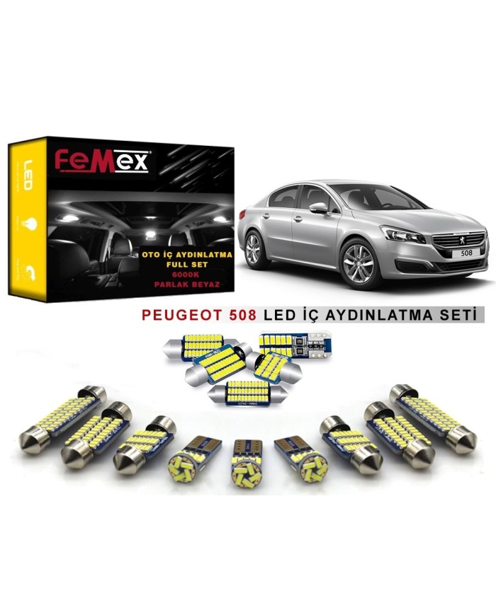Peugeot 508 LED İç Aydınlatma Ampul Seti FEMEX Parlak Beyaz