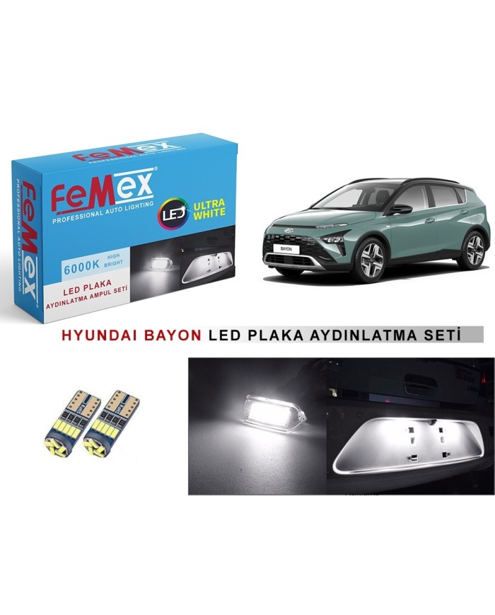Hyundai Bayon LED Plaka Aydınlatma Ampul Seti FEMEX Parlak Beyaz