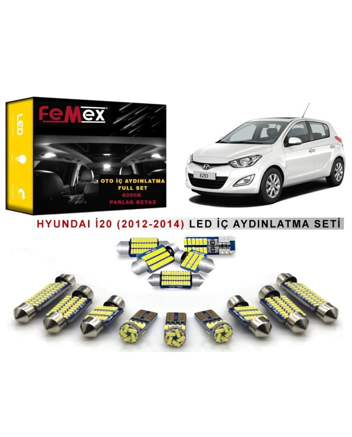 Hyundai i20 (2012-2014) LED İç Aydınlatma Ampul Seti FEMEX Parlak Beyaz