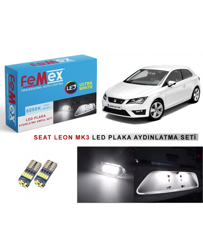Seat Leon Mk3 Led Plaka Aydınlatma Ampul Seti Femex Parlak Beyaz