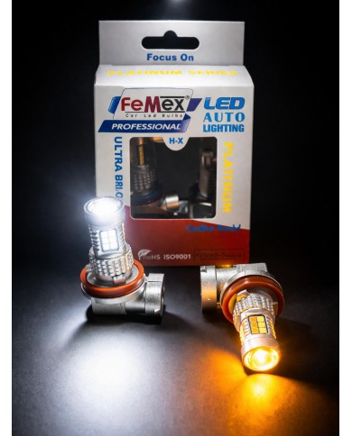 FEMEX Sis Led Ampul H8/11 Çift Renk Mercekli Led Ampul Beyaz&Turuncu Aç&Kapa