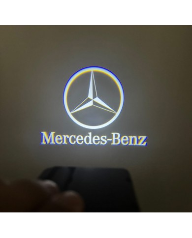 Mercedes Araçlar İçin Mesafe Sensörlü  Fotoselli Pilli Yapıştırmalı Kapı Altı Led Logo